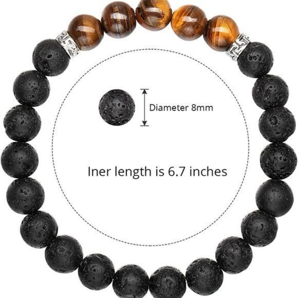 New 16 Pieces Men Women 8mm Lava Rock Bracelets 7 Chakra Aromatherapy Es… - Picture 5 of 8